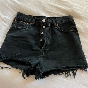 Re/Done High rise black jean shorts- 28